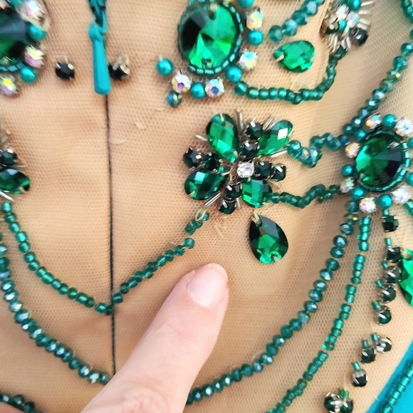 Sherri Hill green, long formal dress 2 - Picture 12 of 16